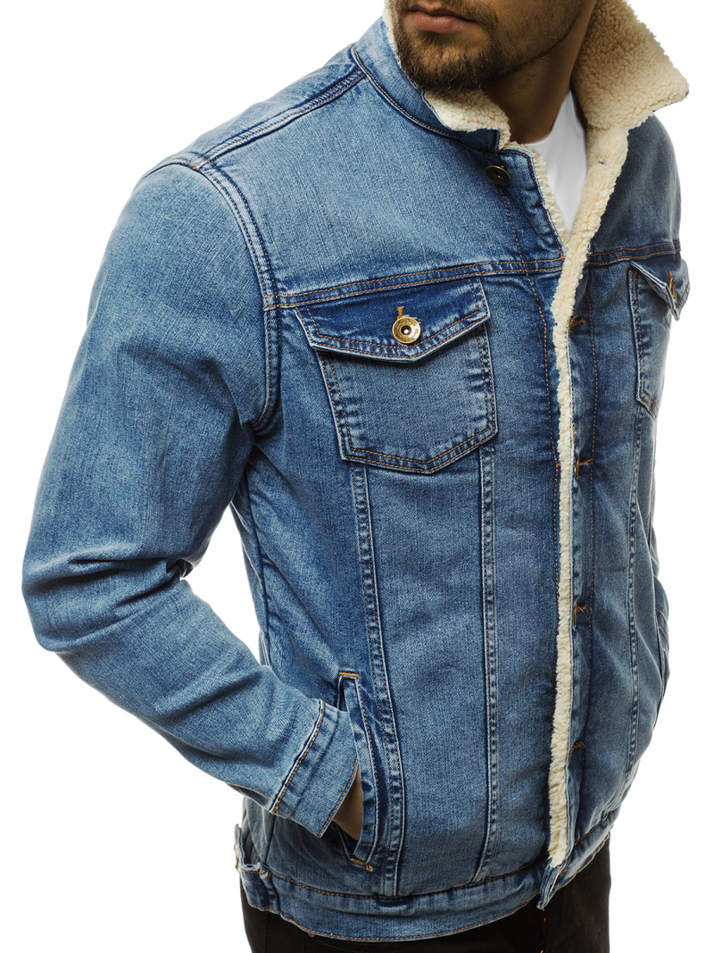 Vīriešu džinsa virsjaka gaiši-debesu zila OZONEE BN/5941