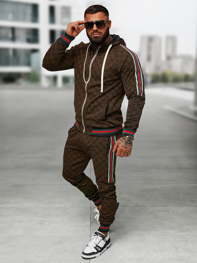 Vīriešu treniņtērps tumši-smilšu OZONEE O/FF5111AB