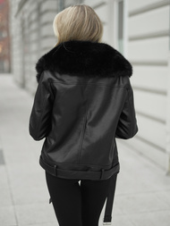 Sieviešu ādas jaka melna OZONEE JS/61M8507/392AZ