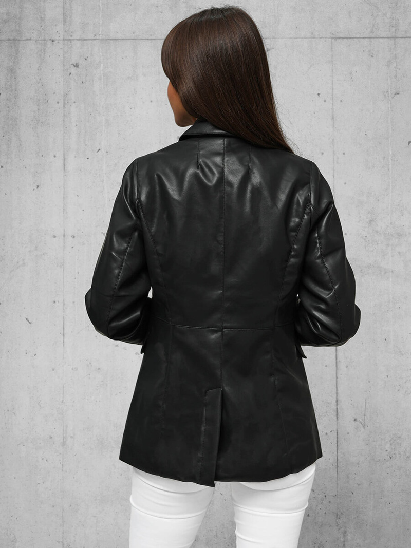 Sieviešu ādas jaka melna OZONEE JS/11Z8121Z