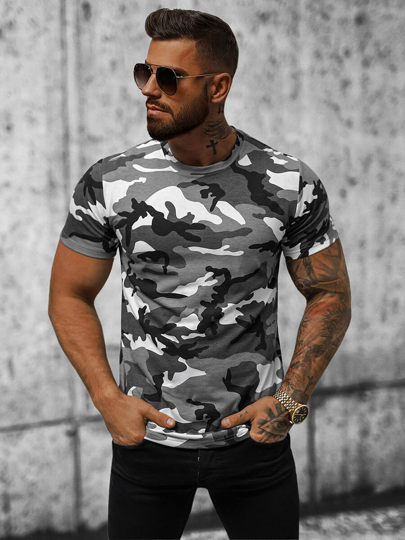 Vīriešu t-krekls pelēks-kamuflāžas OZONEE JS/8T233/1A