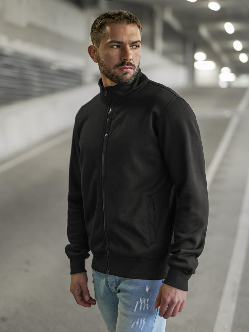 Vīriešu džemperis ar rāvējslēdzēju melns OZONEE JS/2002Z