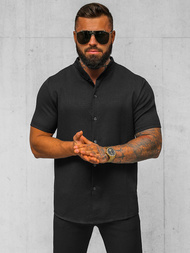 Vīriešu krekls ar īsām piedurknēm melns OZONEE O/Y972T