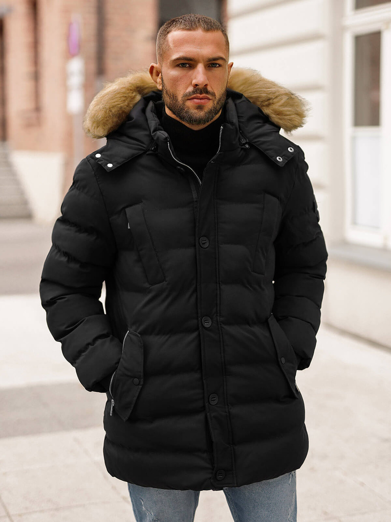 Vīriešu ziemas jaka melna OZONEE JS/5M3122/392Z