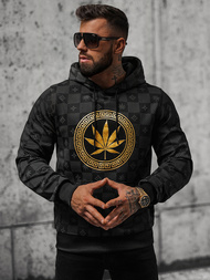 Vīriešu džemperis ar kapuci melns OZONEE O/B265