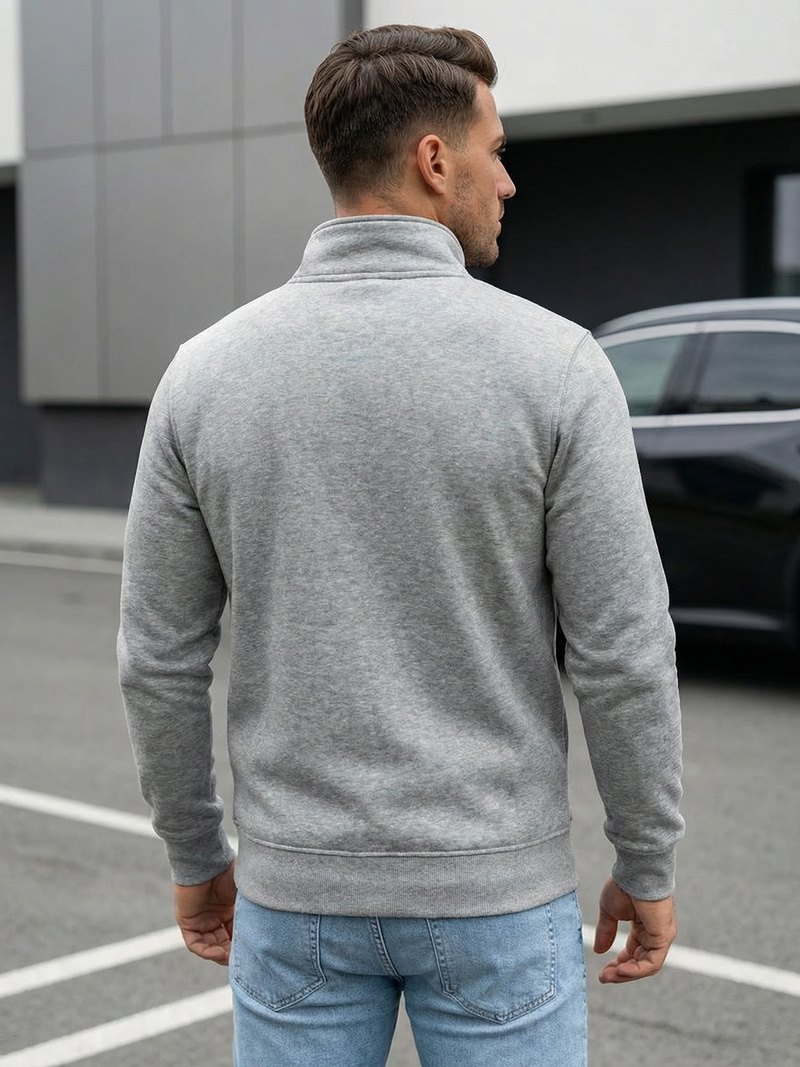 Vīriešu džemperis ar rāvējslēdzēju pelēks OZONEE JS/2002Z
