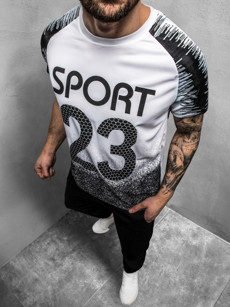 Vīriešu T-krekls balts-melns OZONEE JS/KS2068Z