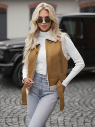 Sieviešu ādas veste camel OZONEE JS/11Z8238Z