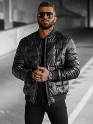 Vīriešu ādas virsjaka melna OZONEE O/11Z8099Z