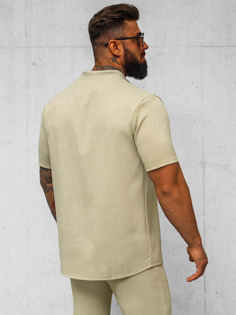 Vīriešu krekls ar īsām piedurknēm smilšu OZONEE O/Y972T