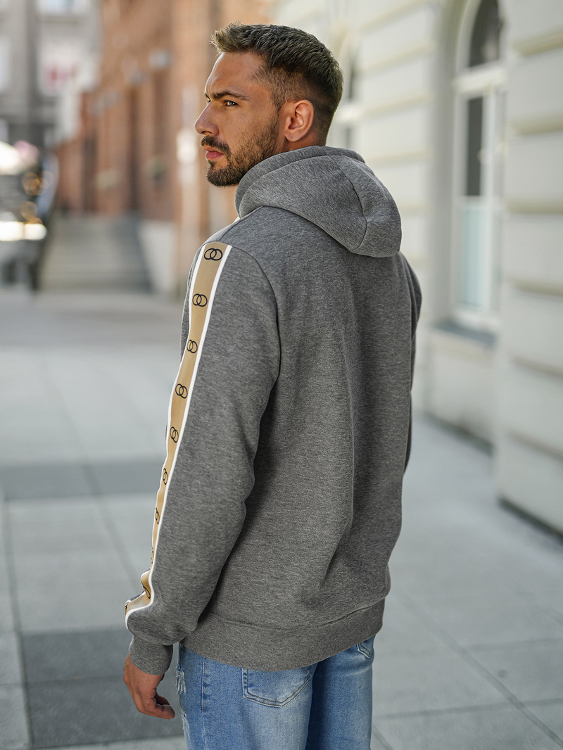 Vīriešu džemperis ar kapuci grafīta OZONEE JS/8B1729/5