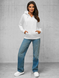 Sieviešu džemperis ar kapuci balts OZONEE JS/W03Z