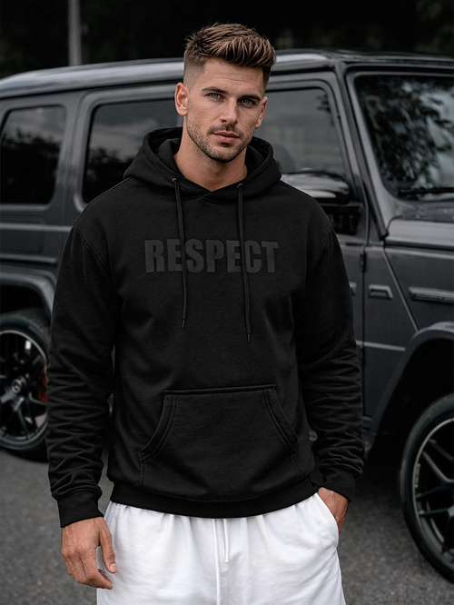 Vīriešu džemperis ar kapuci melna OZONEE JS/8B1968/3