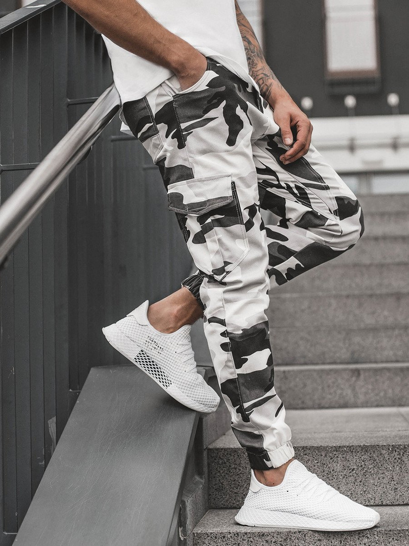 Vīriešu jogger bikses melnas-baltas OZONEE A/404