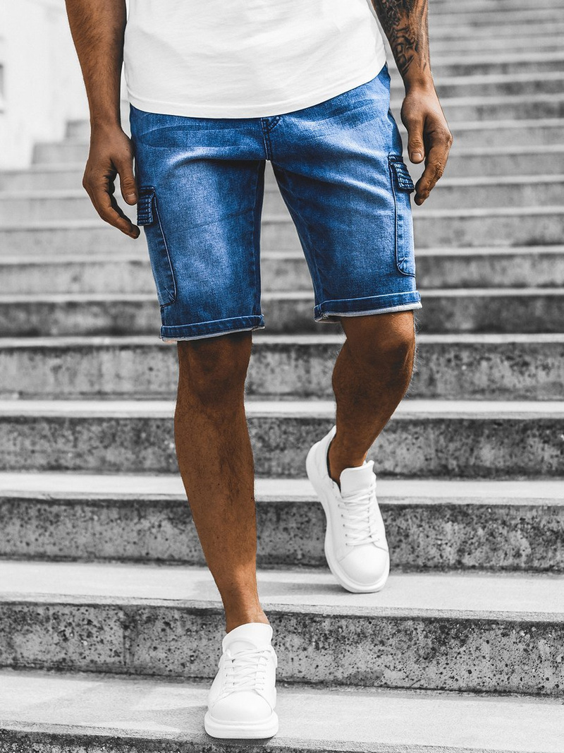 Vīriešu džinsa šorti debesu zili OZONEE RF/HY330/3