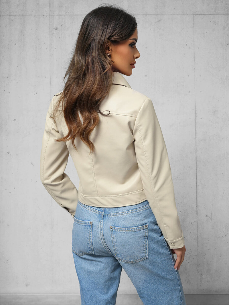 Sieviešu ādas jaka smilšu OZONEE O/G117