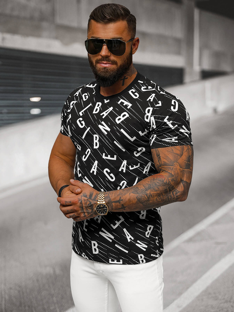 Vīriešu T-krekls Melns OZONEE JS/8T1196/3