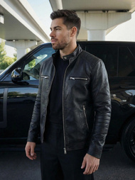 Vīriešu ādas virsjaka melna OZONEE JS/11Z8066