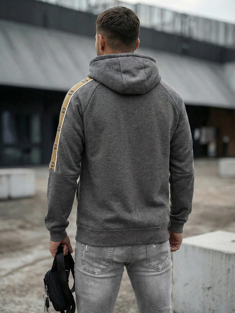 Vīriešu džemperis ar kapuci grafīta OZONEE JS/8B1730/5Z