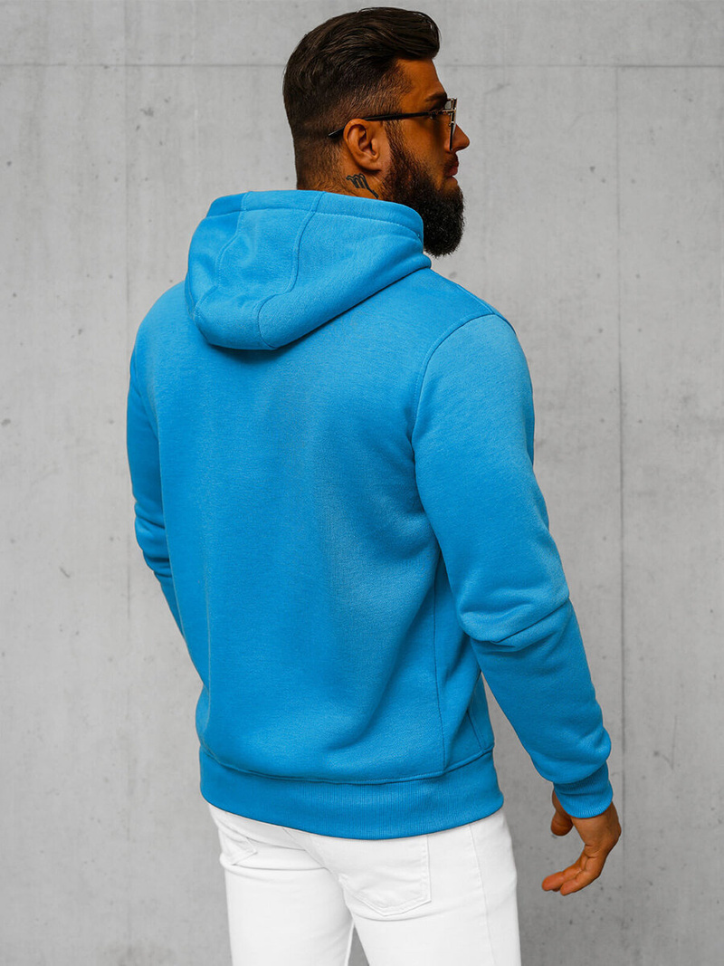 Vīriešu džemperis ar kapuci gaiši zils OZONEE JS/2008Z