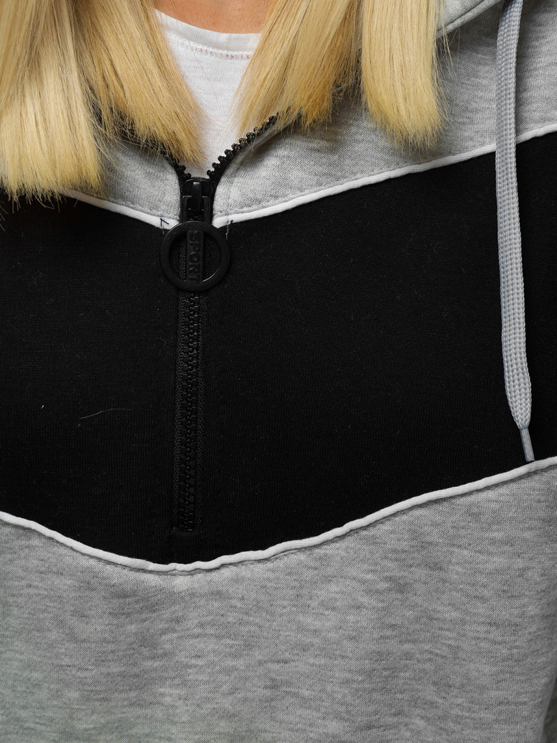 Sieviešu jaka ar kapuci pelēka OZONEE JS/KSW2036