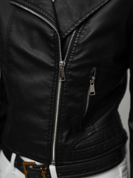 Sieviešu ādas jaka melna OZONEE JS/11Z8028Z