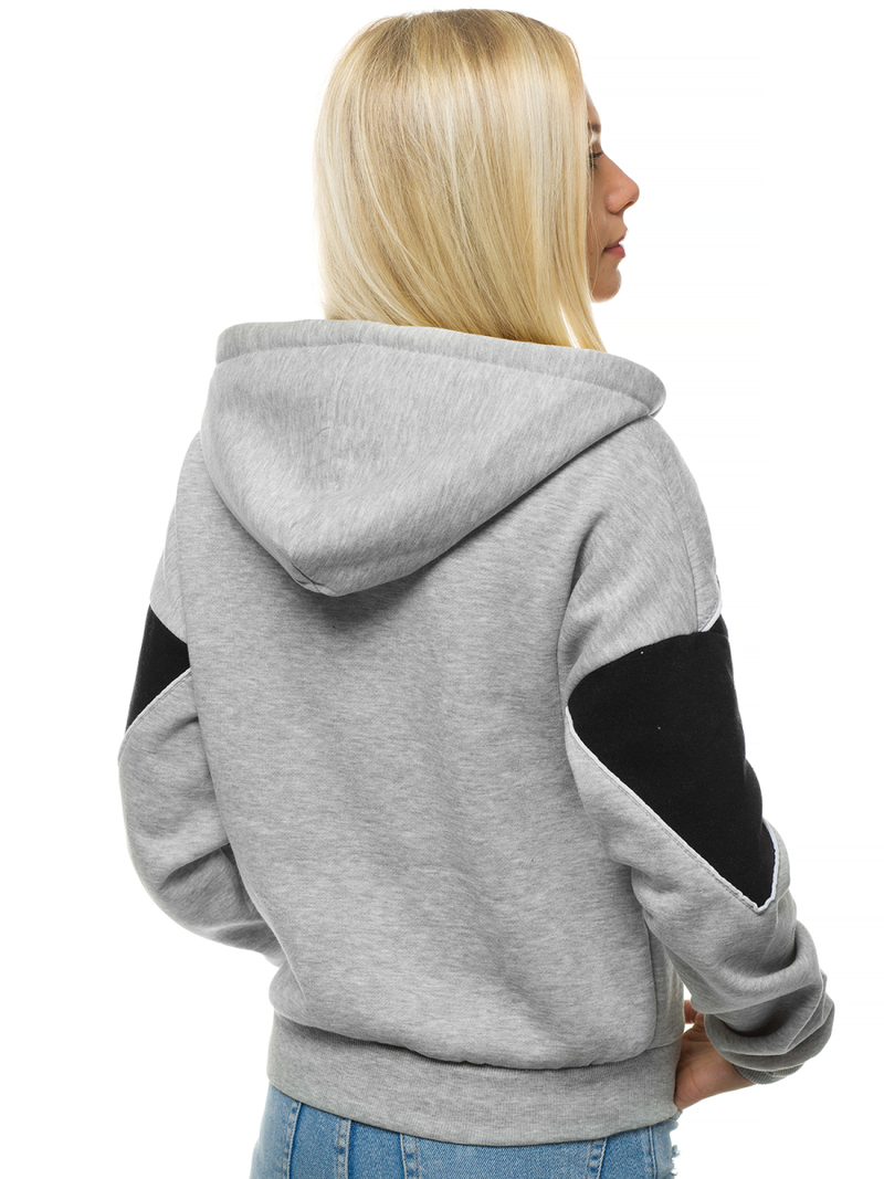 Sieviešu jaka ar kapuci pelēka OZONEE JS/KSW2036