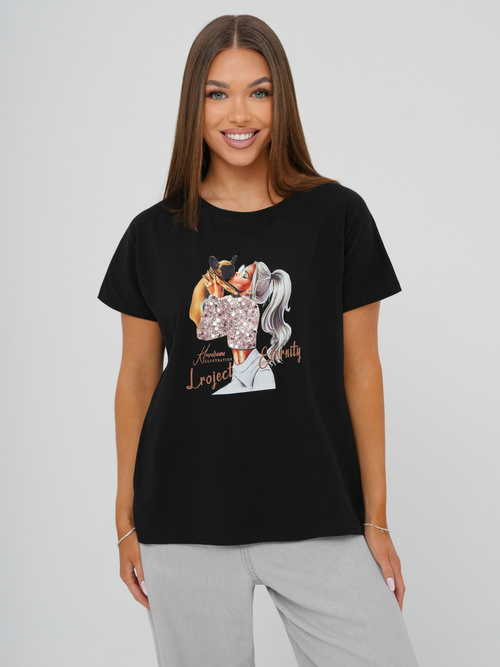 Sieviešu T-krekls Melns OZONEE JS/95T2575/3