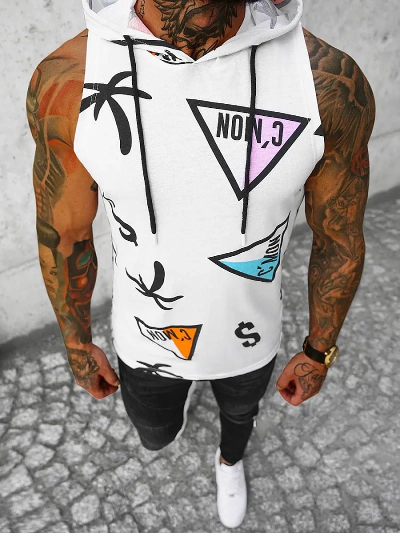 Vīriešu t-krekls bez piedurknēm balts OZONEE O/BL308Z