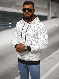 Vīriešu džemperis ar kapuci balta OZONEE JS/8B1232/1