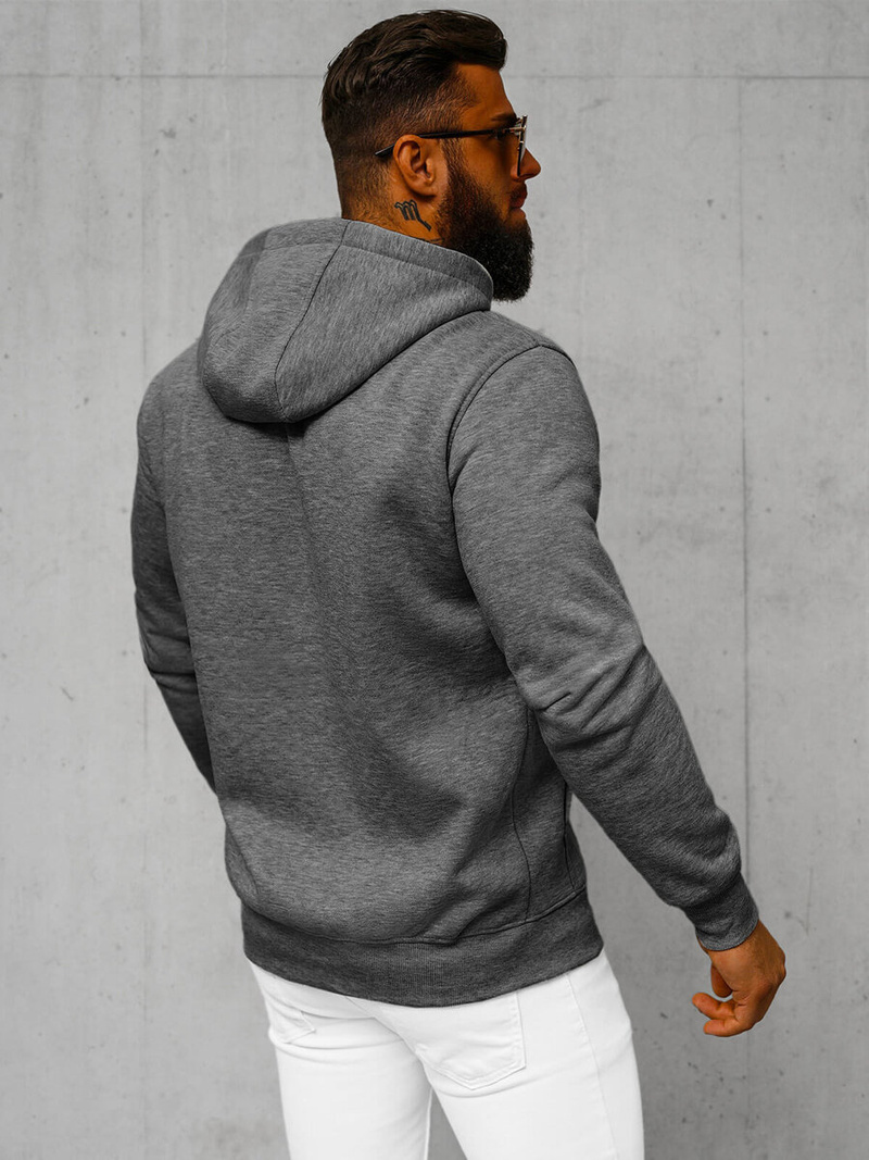 Vīriešu džemperis ar kapuci tumši pelēks OZONEE JS/2008Z