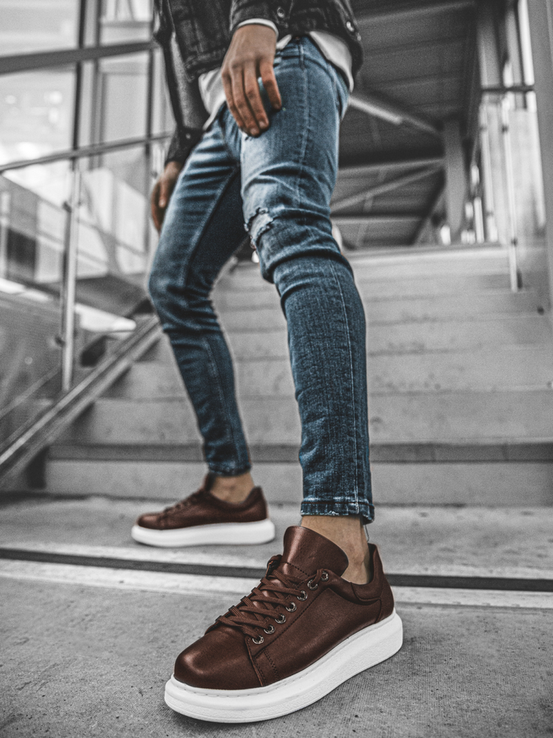 Sneakers brūni-balti OZONEE CH/257