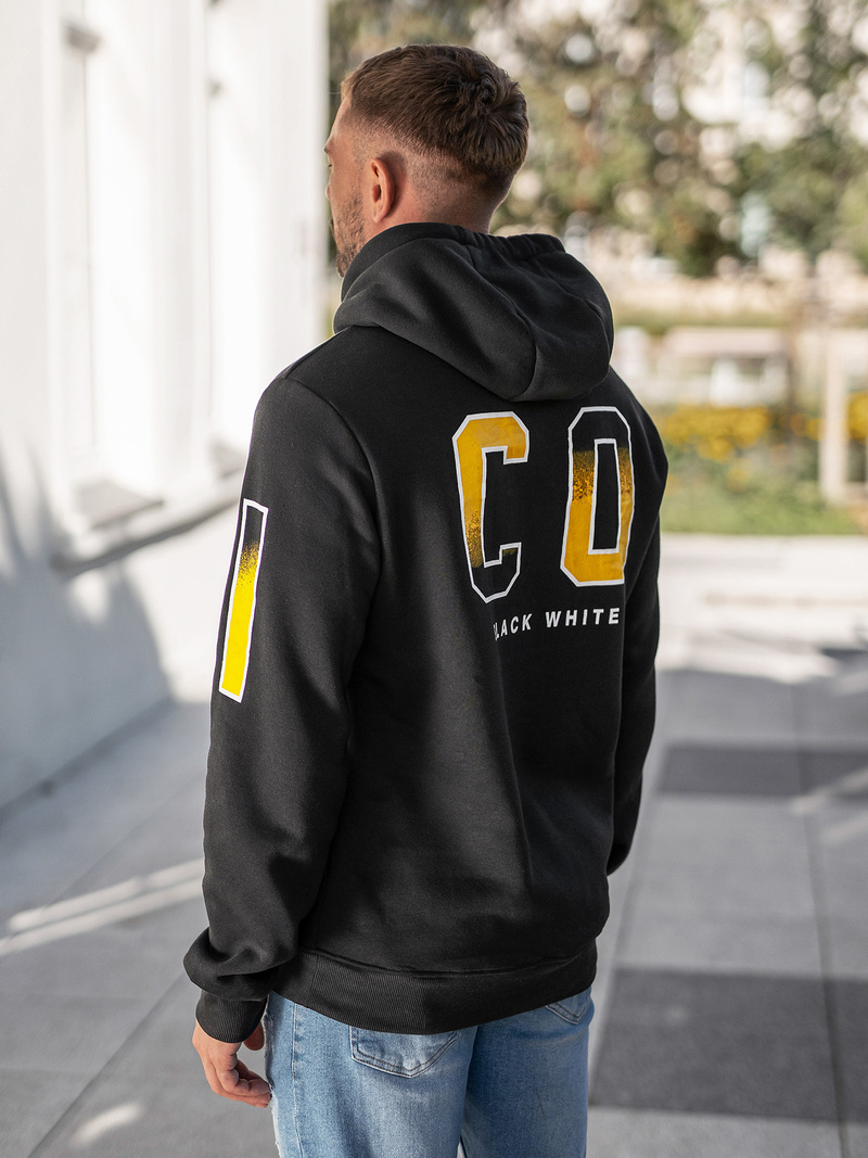 Vīriešu džemperis ar kapuci melna OZONEE JS/8B1739/3