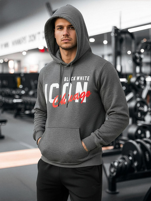 Vīriešu džemperis ar kapuci grafīta OZONEE JS/8B1736/5