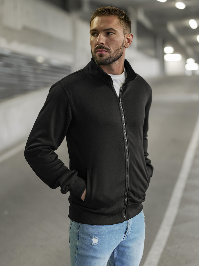 Vīriešu džemperis ar rāvējslēdzēju melns OZONEE JS/2002Z