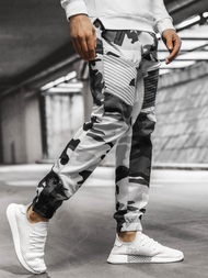 Vīriešu chino jogger bikses melnas-baltas OZONEE A/0952