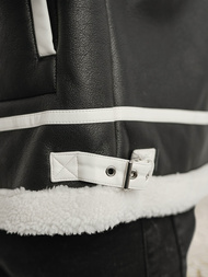 Vīriešu ādas virsjaka melna OZONEE JS/11Z8270