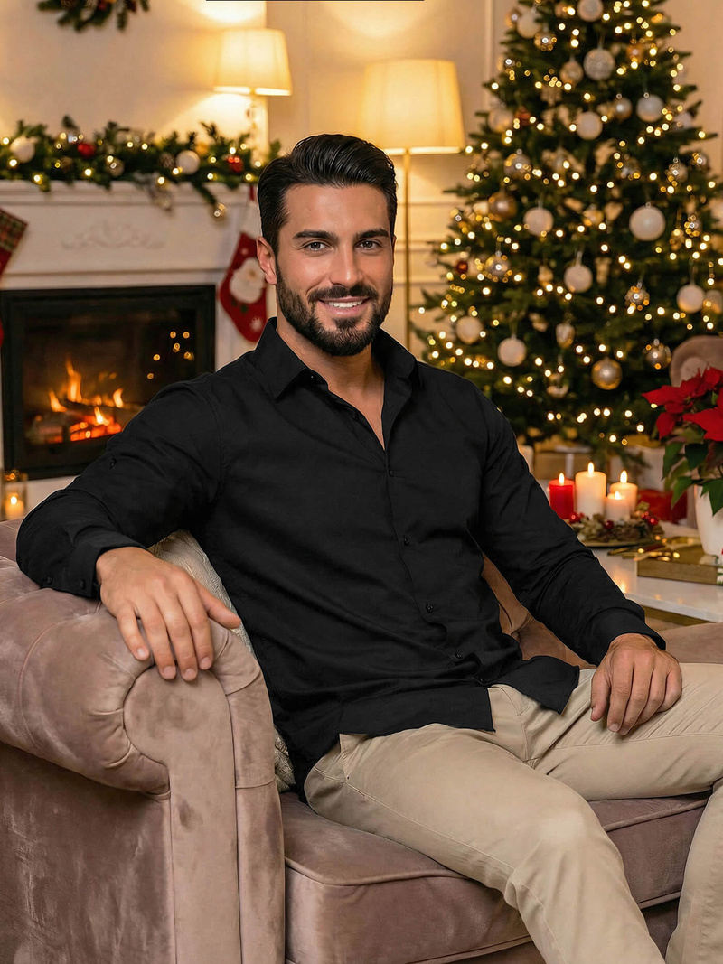 Vīriešu krekls melna OZONEE O/V125Z