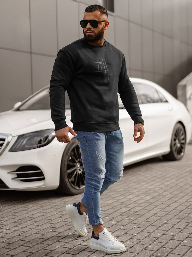 Vīriešu džemperis melns OZONEE JS/8B1361/3