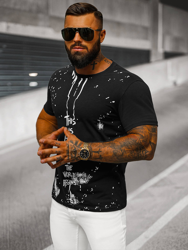 Vīriešu T-krekls Melns OZONEE O/8T1259/3