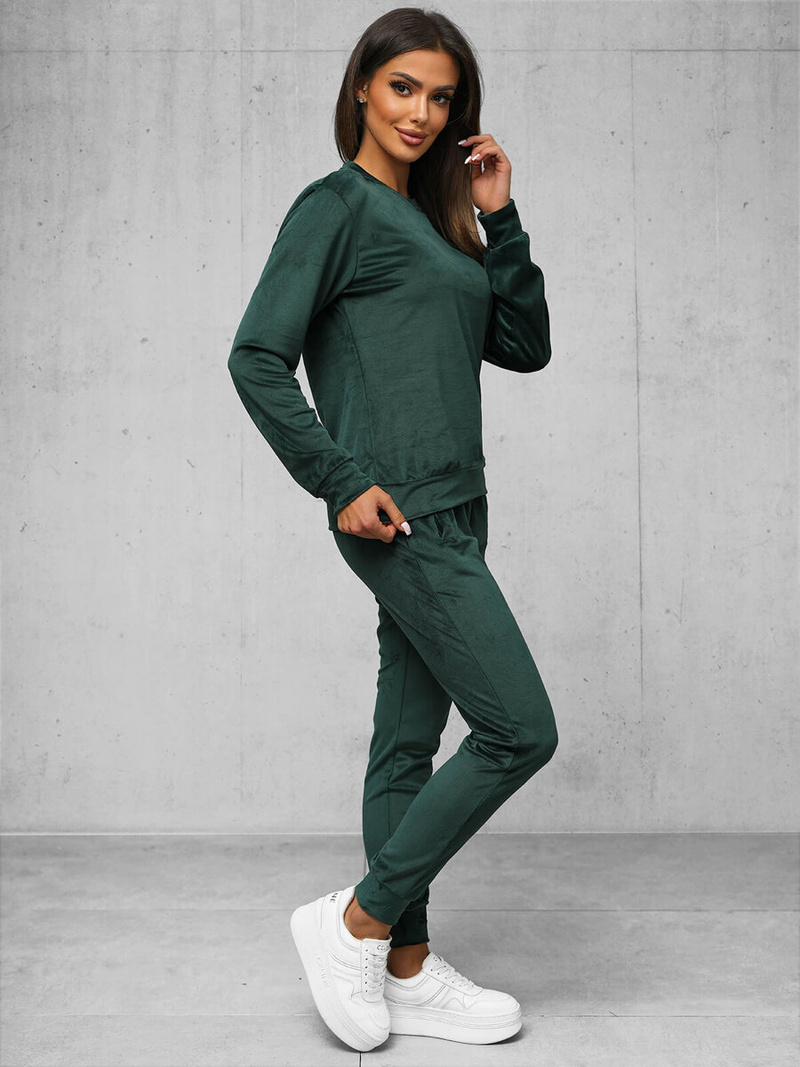 Sieviešu velūra treniņtērpa komplekts tumši zaļa OZONEE O/8C1173/9Z