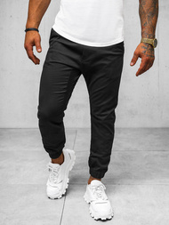 Vīriešu chino jogger bikses melni OZONEE O/399