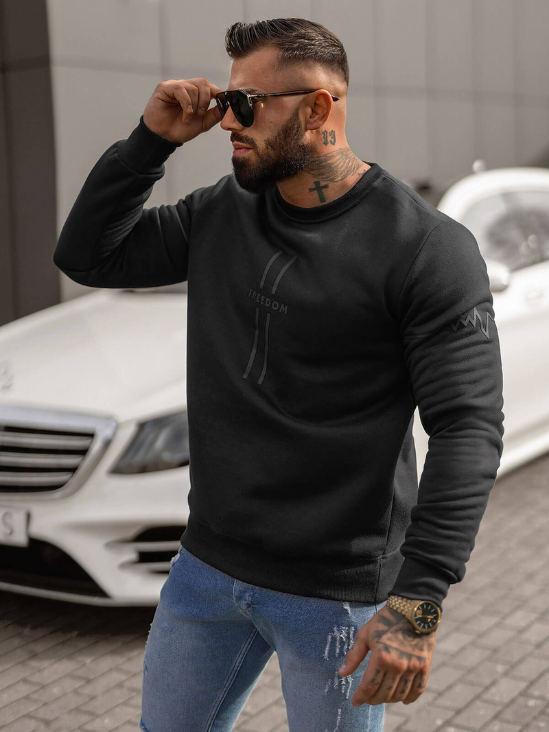 Vīriešu džemperis melns OZONEE JS/8B1358/3