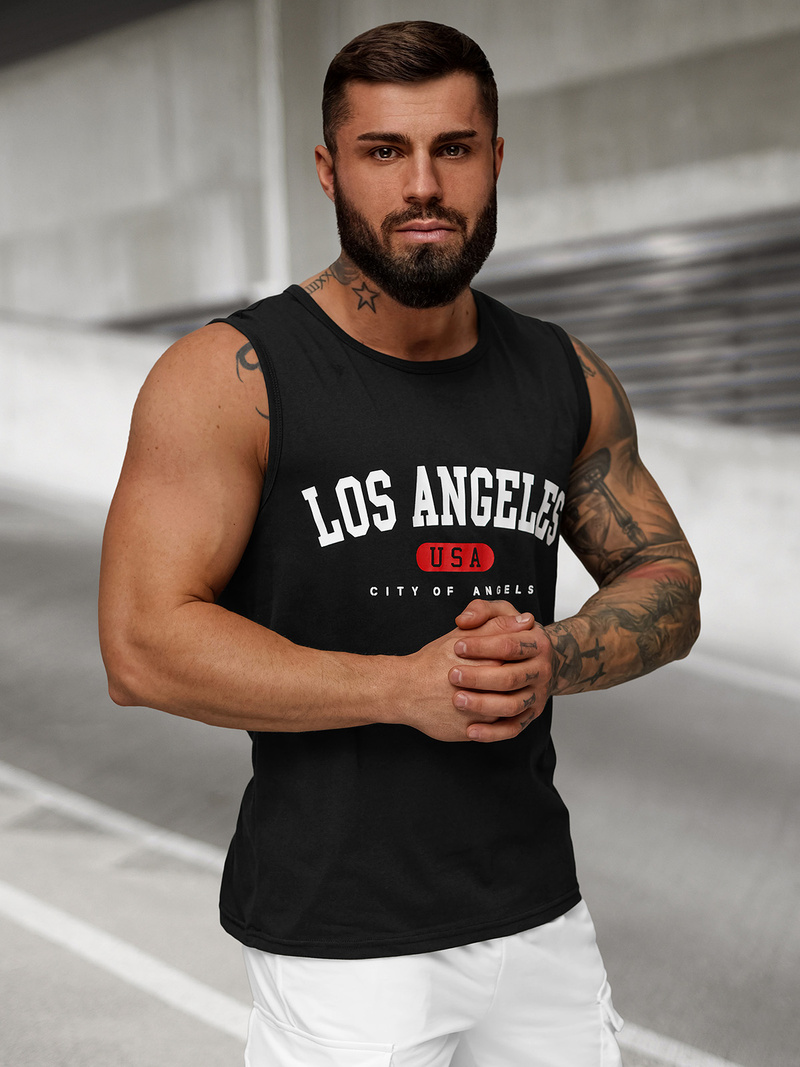 Vīriešu t-krekls bez piedurknēm melna OZONEE JS/8B1715/3Z