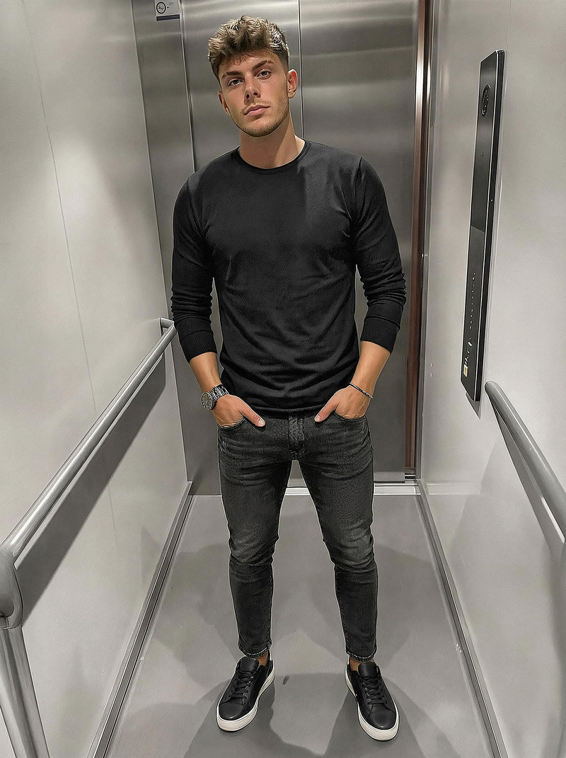 Vīriešu džinsi debesu melni OZONEE O/JK2918Z