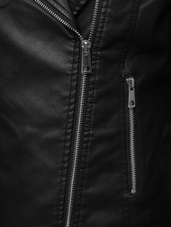 Sieviešu ādas jaka melna OZONEE JS/11Z8097Z