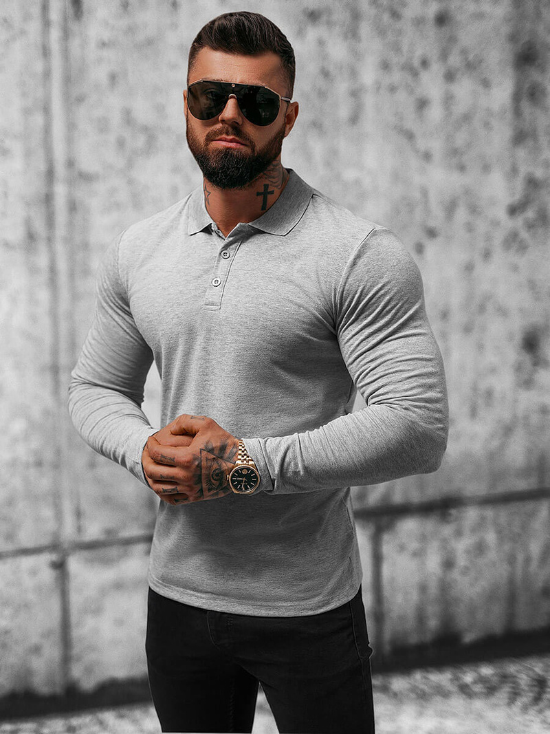 Vīriešu t-krekls ar garām piedurknēm pelēks OZONEE O/B263