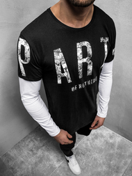 Vīriešu T-krekls ar garām piedurknēm melns OZONEE O/1292Z 