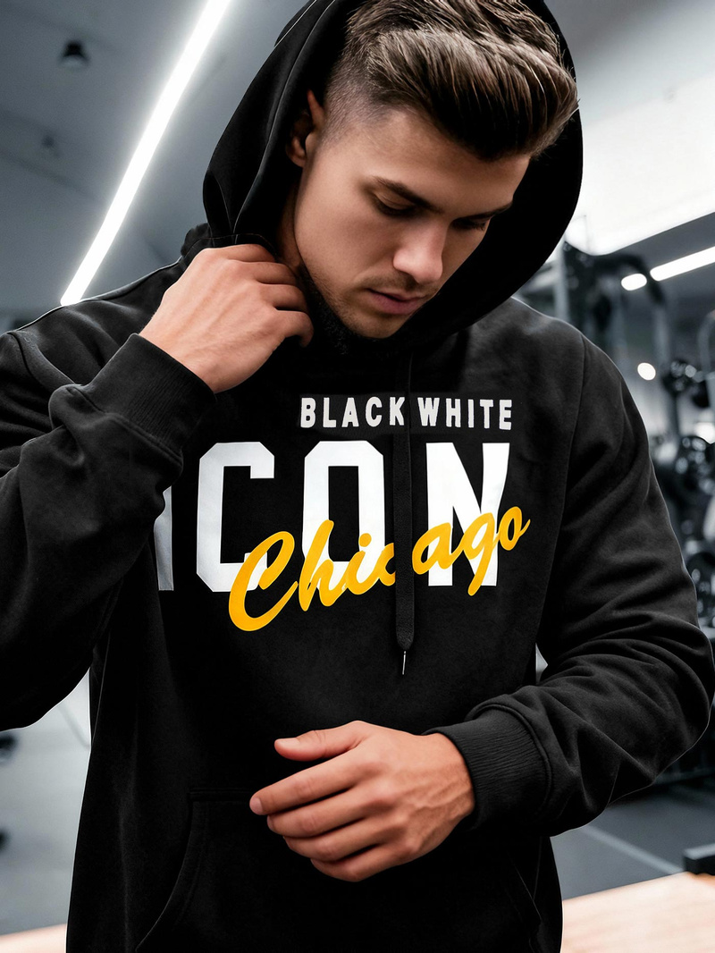 Vīriešu džemperis ar kapuci melna OZONEE JS/8B1736/3