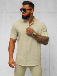 Vīriešu krekls ar īsām piedurknēm smilšu OZONEE O/Y972T